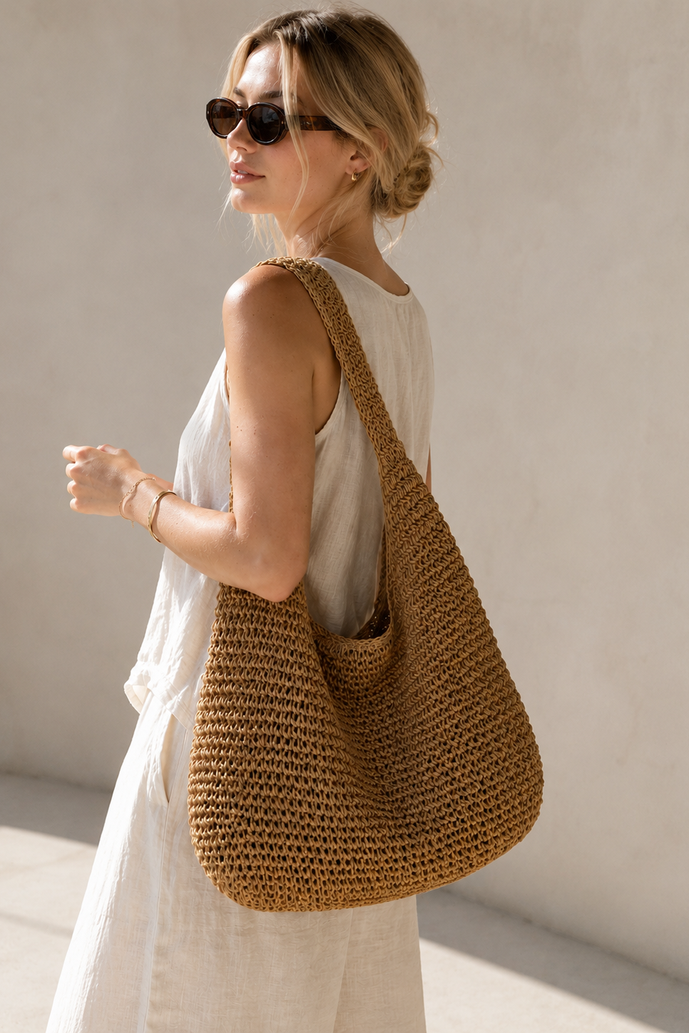 Andcopenhagen Basics - Hæklet stråtaske - Khaki - Jessie
