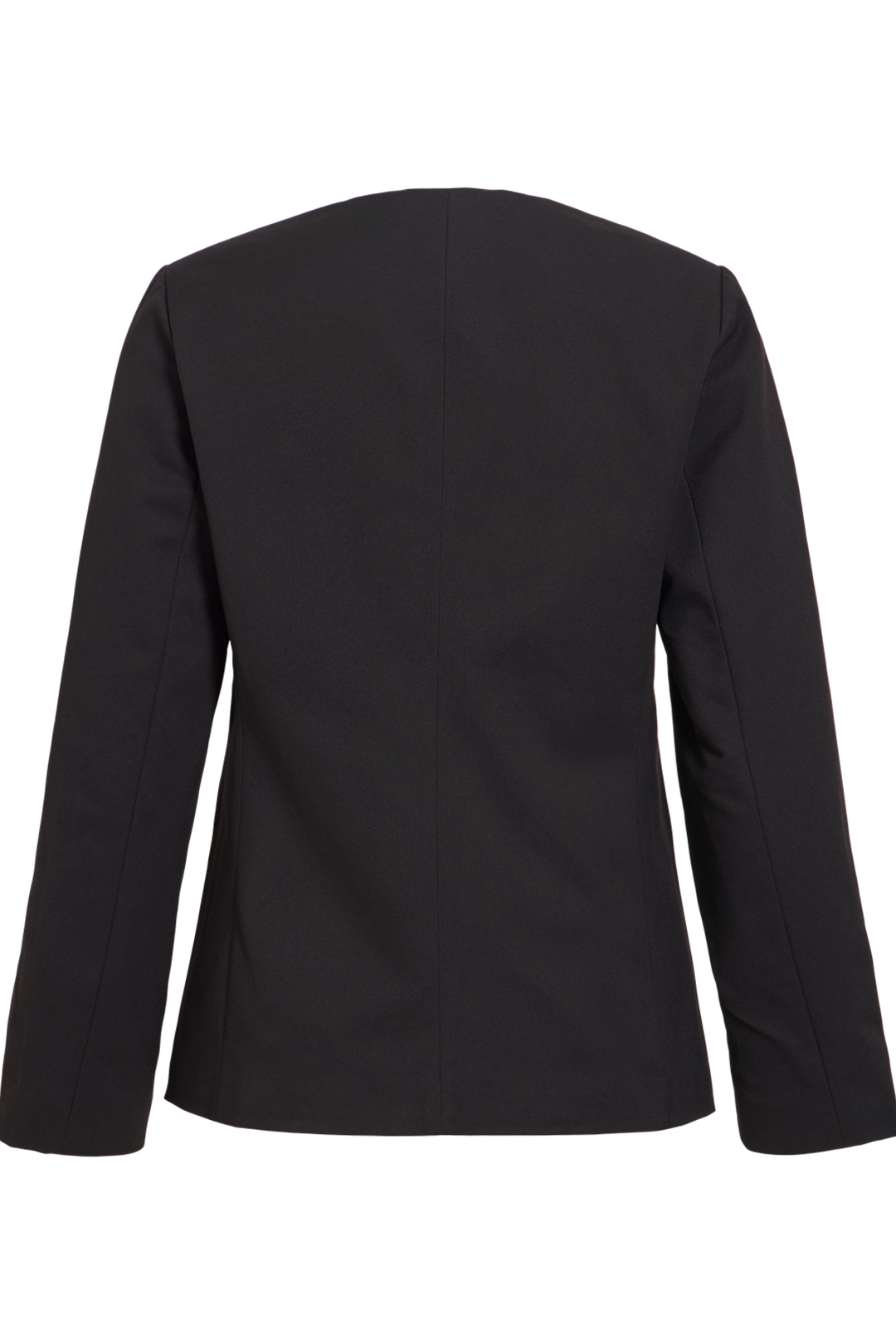 Vila Vichiona long sleeve black blazer made of polyester, shown from the back, featuring a regular fit and tailored design.