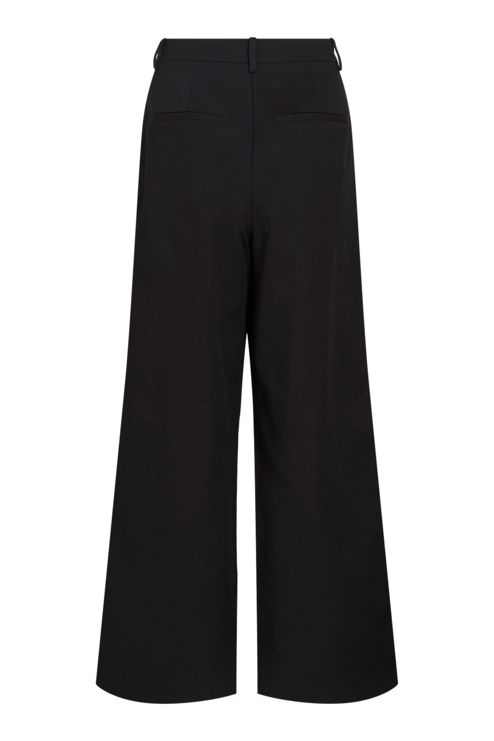 Vila Vichiona HW Wide Pant in black polyester, featuring a high-waist design with belt loops, shown in a back view.