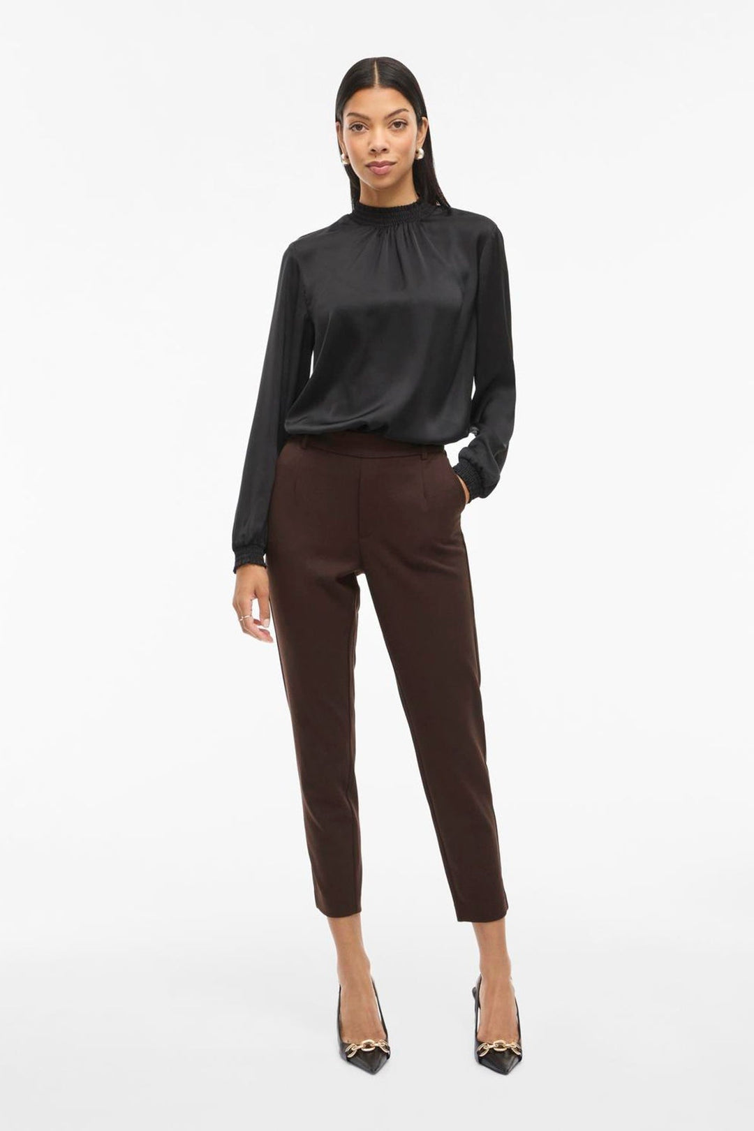 Vila - Bukser - Coffee Bean - Vivarone Slim