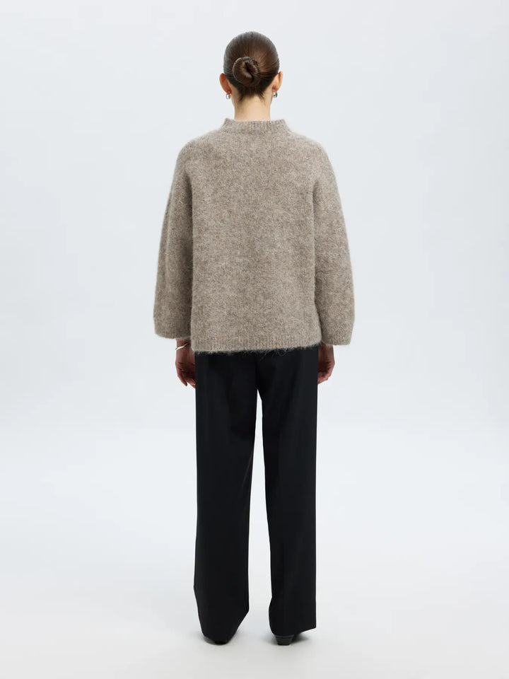 Selected Femme - Strik - Steel Grey - Gabriella O-Neck - Stilkompagniet.dk